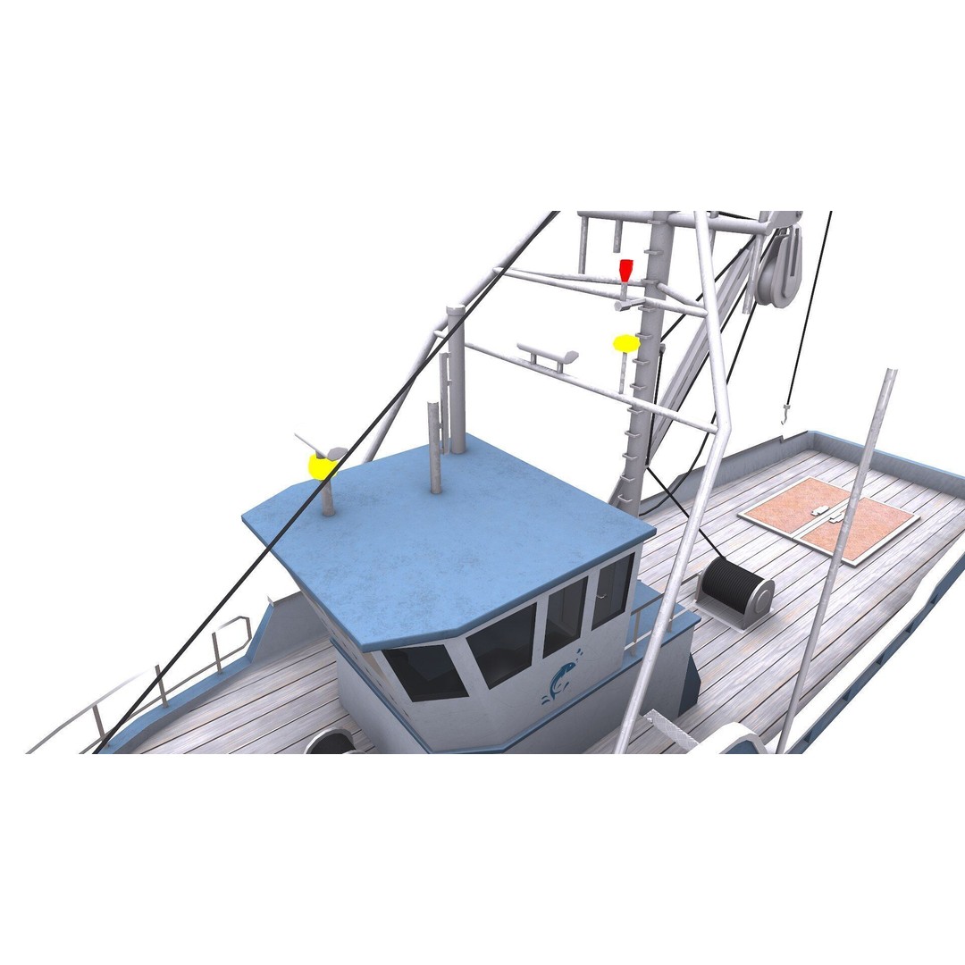 Fishing Boat 3D Model – Low Poly PBR Game Asset, FBX, OBJ - View 27