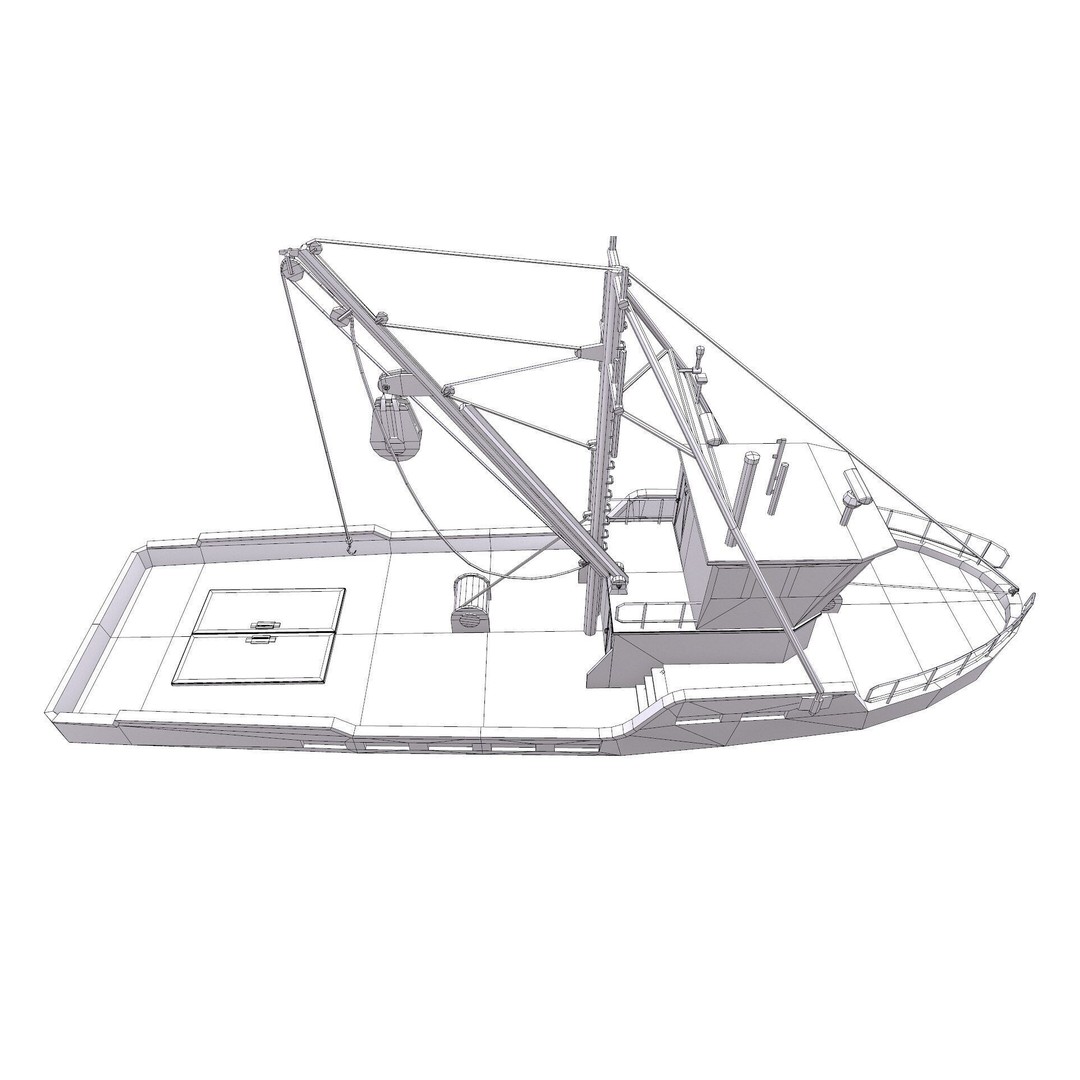 Fishing Boat 3D Model – Low Poly PBR Game Asset, FBX, OBJ - View 30
