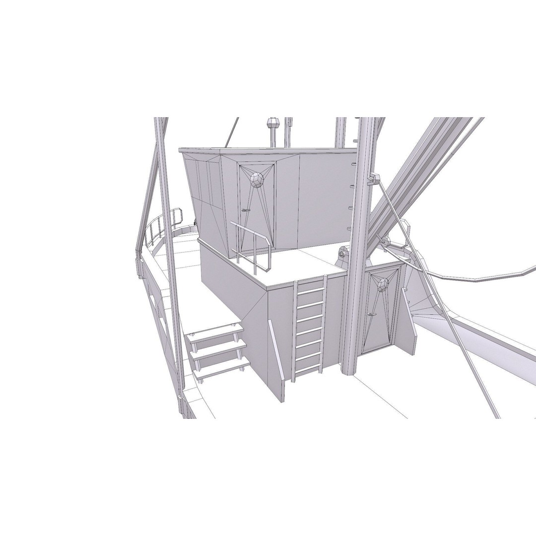 Fishing Boat 3D Model – Low Poly PBR Game Asset, FBX, OBJ - View 31