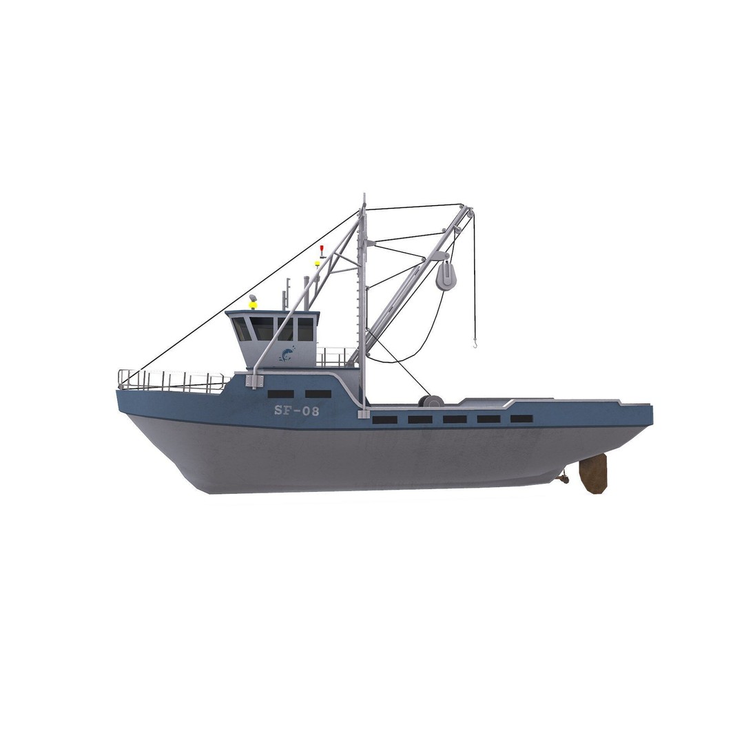 Fishing Boat 3D Model – Low Poly PBR Game Asset, FBX, OBJ - View 7