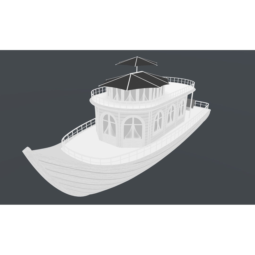Adventure Houseboat 3D Model – Realistic Low Poly Watercraft, FBX - View 11