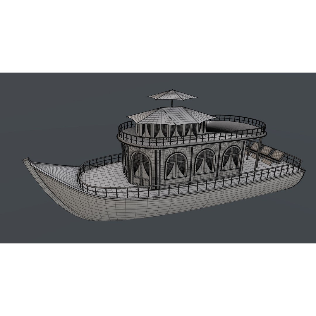 Adventure Houseboat 3D Model – Realistic Low Poly Watercraft, FBX - View 5