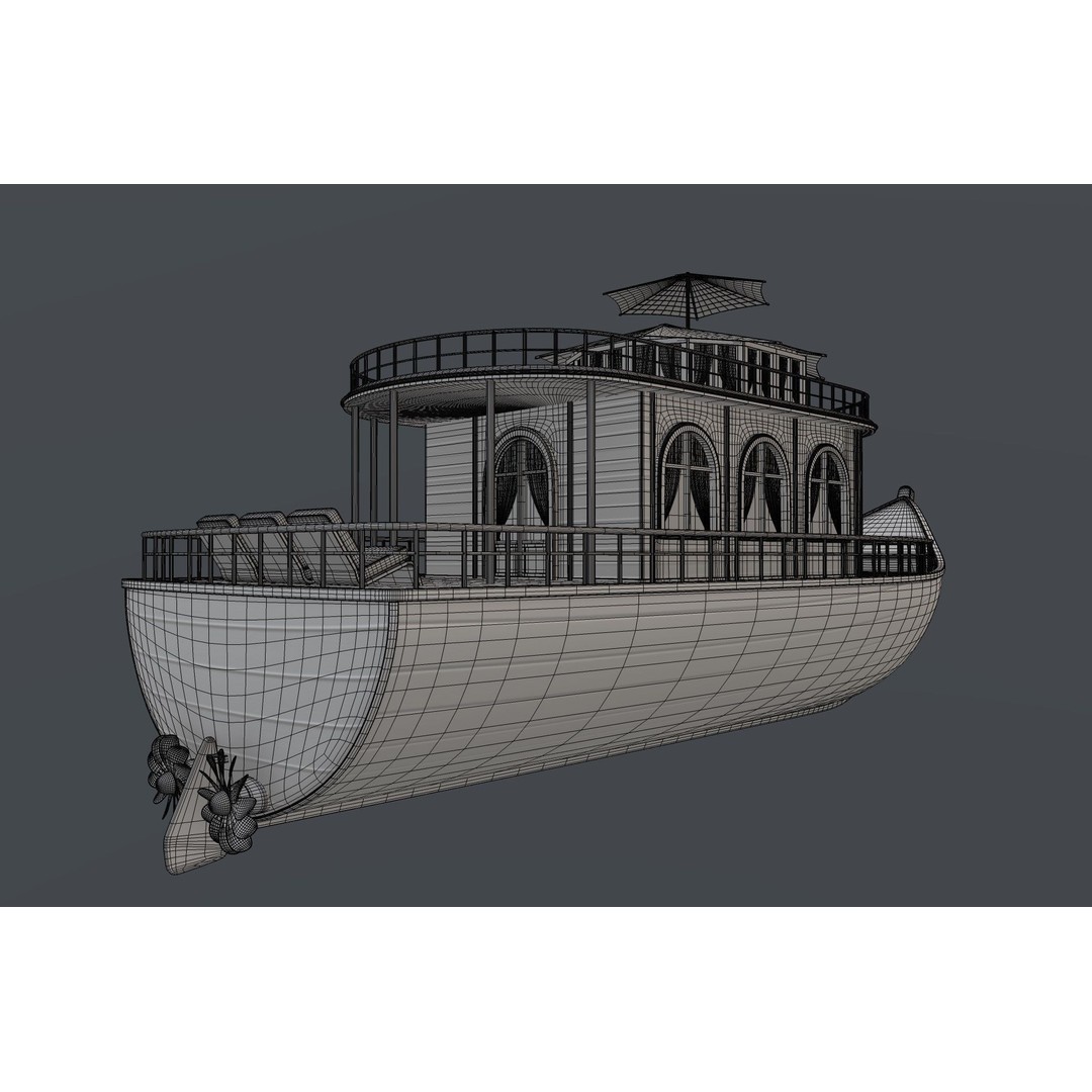 Adventure Houseboat 3D Model – Realistic Low Poly Watercraft, FBX - View 7