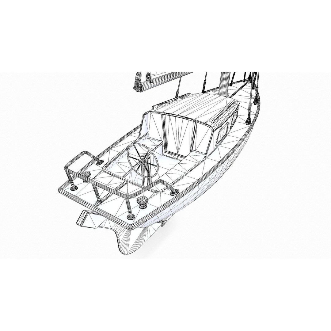 Sailing Yacht 3D Model – Low Poly PBR Game Asset, FBX, OBJ