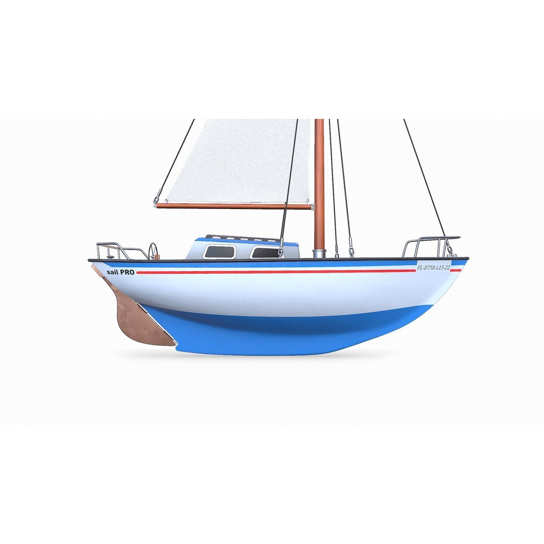 Sailing Yacht 3D Model – Low Poly PBR Game Asset, FBX, OBJ - View 10