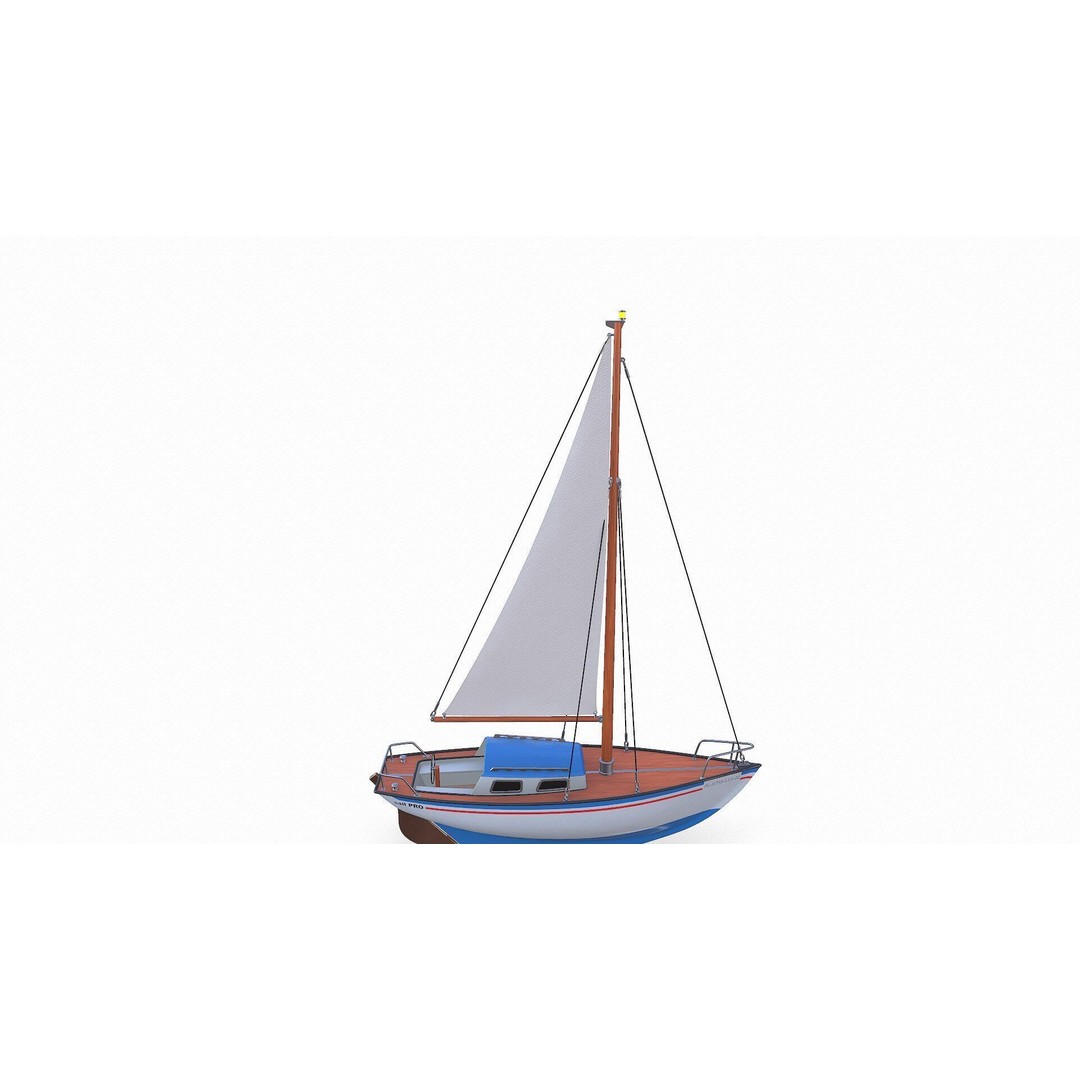 Sailing Yacht 3D Model – Low Poly PBR Game Asset, FBX, OBJ - View 13