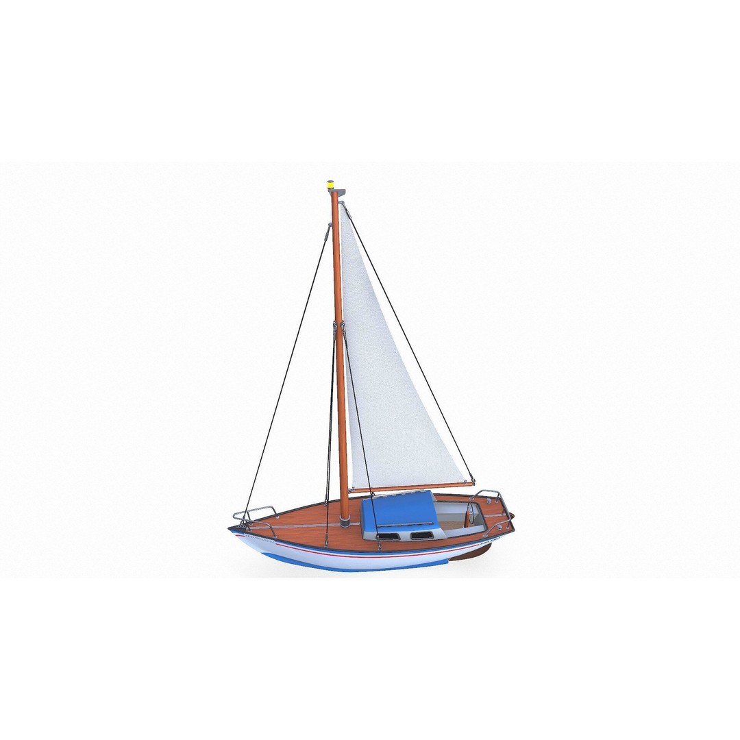 Sailing Yacht 3D Model – Low Poly PBR Game Asset, FBX, OBJ - View 14