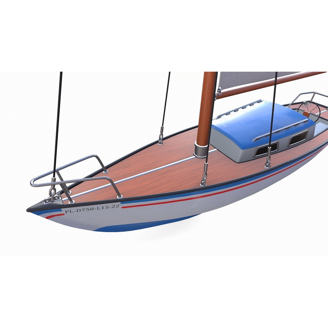 Sailing Yacht 3D Model – Low Poly PBR Game Asset, FBX, OBJ - View 16