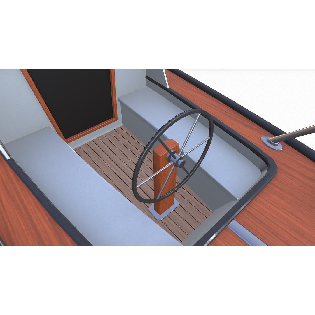 Sailing Yacht 3D Model – Low Poly PBR Game Asset, FBX, OBJ - View 17