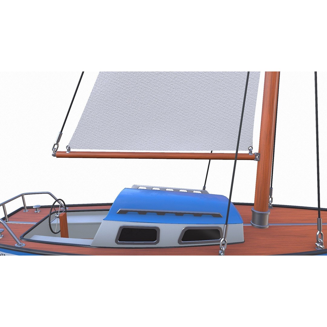 Sailing Yacht 3D Model – Low Poly PBR Game Asset, FBX, OBJ - View 19