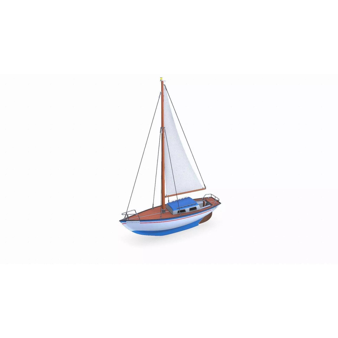 Sailing Yacht 3D Model – Low Poly PBR Game Asset, FBX, OBJ - View 2