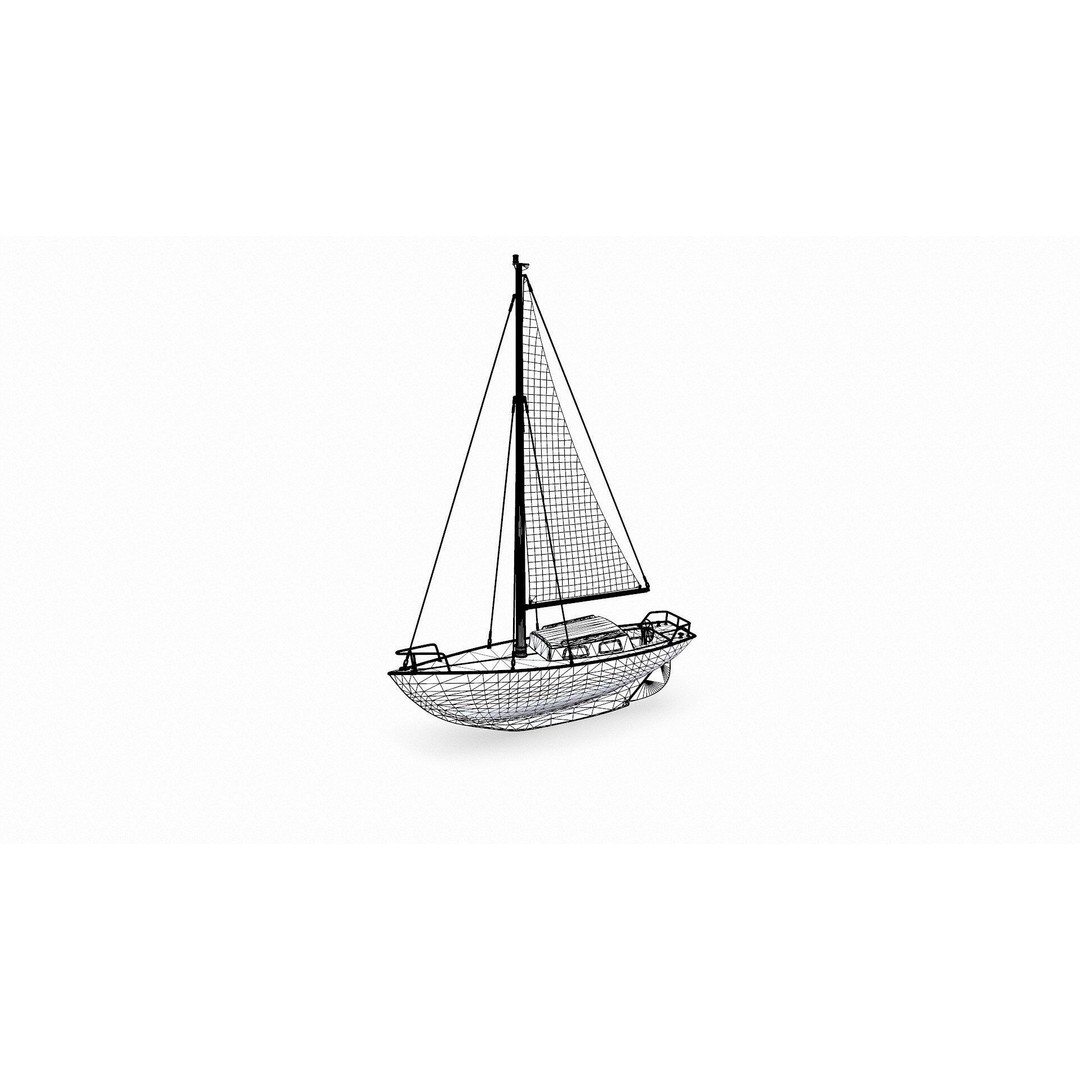 Sailing Yacht 3D Model – Low Poly PBR Game Asset, FBX, OBJ - View 23