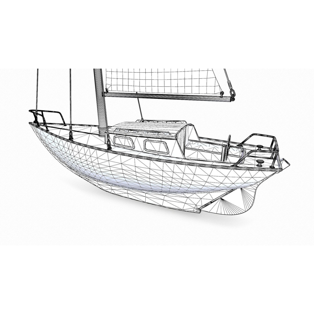 Sailing Yacht 3D Model – Low Poly PBR Game Asset, FBX, OBJ - View 25