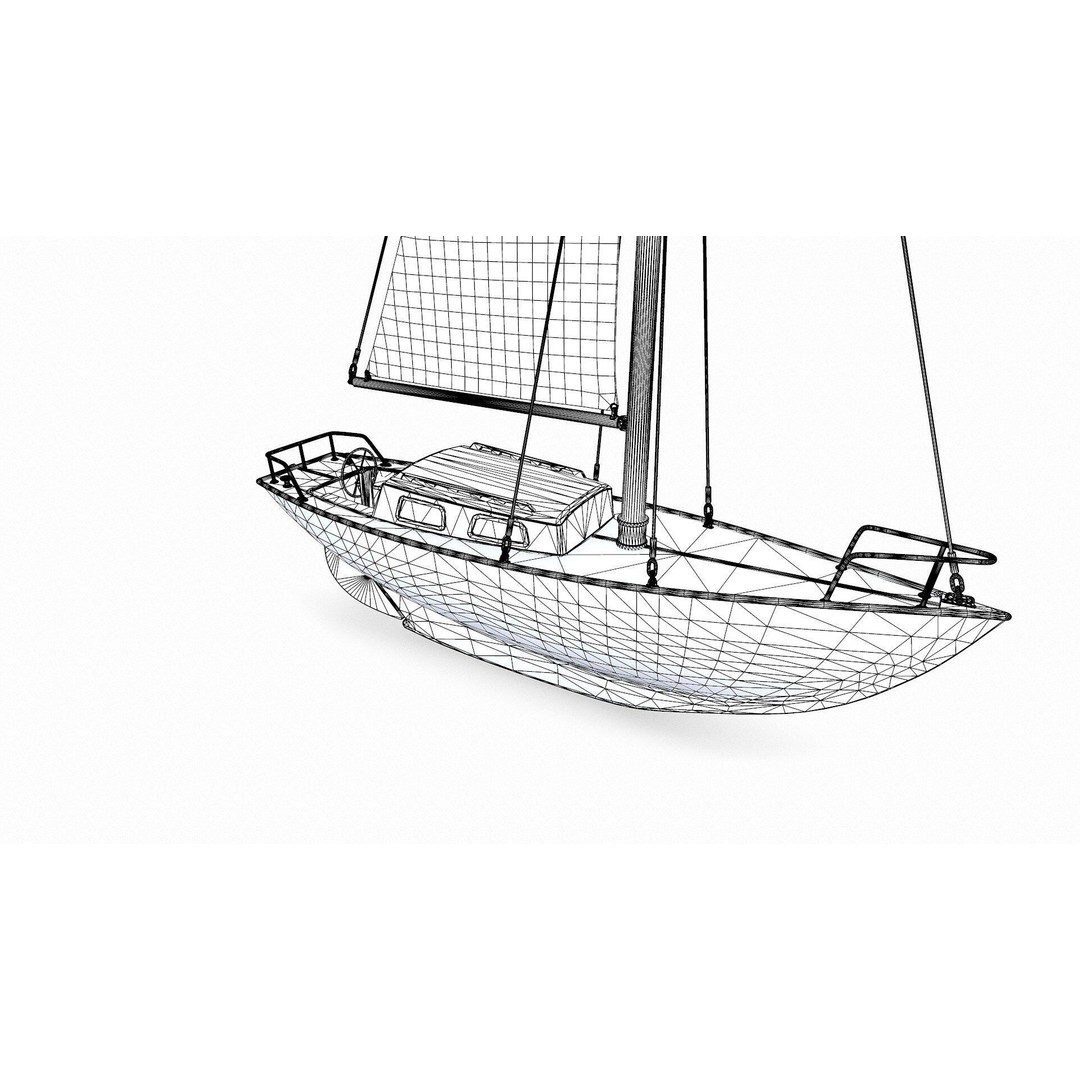 Sailing Yacht 3D Model – Low Poly PBR Game Asset, FBX, OBJ - View 26