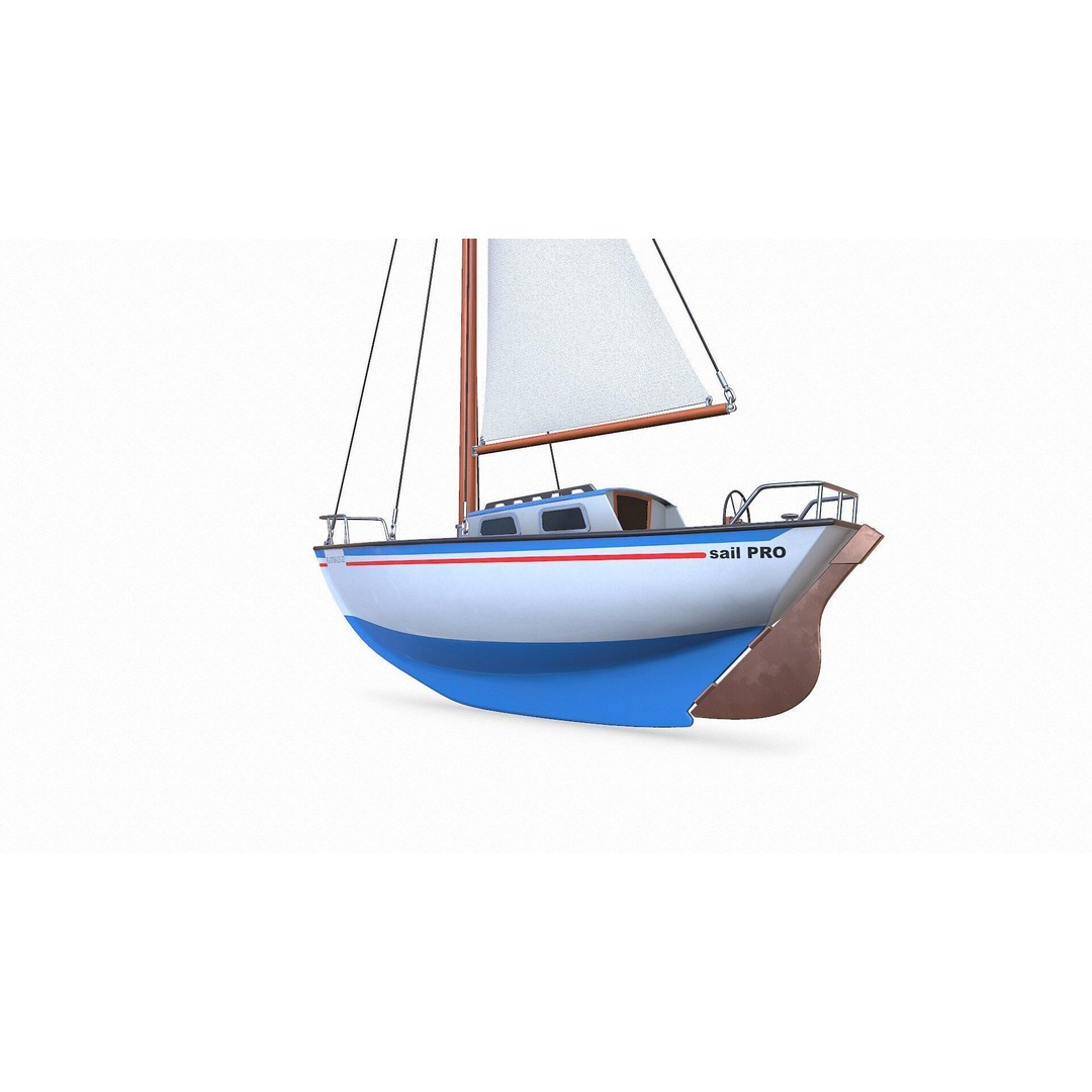 Sailing Yacht 3D Model – Low Poly PBR Game Asset, FBX, OBJ - View 6