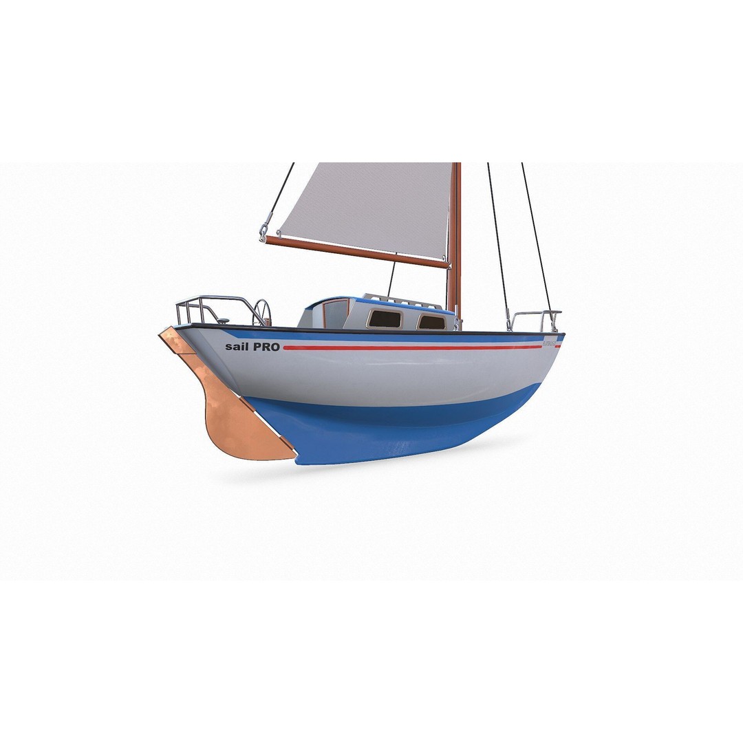 Sailing Yacht 3D Model – Low Poly PBR Game Asset, FBX, OBJ - View 8