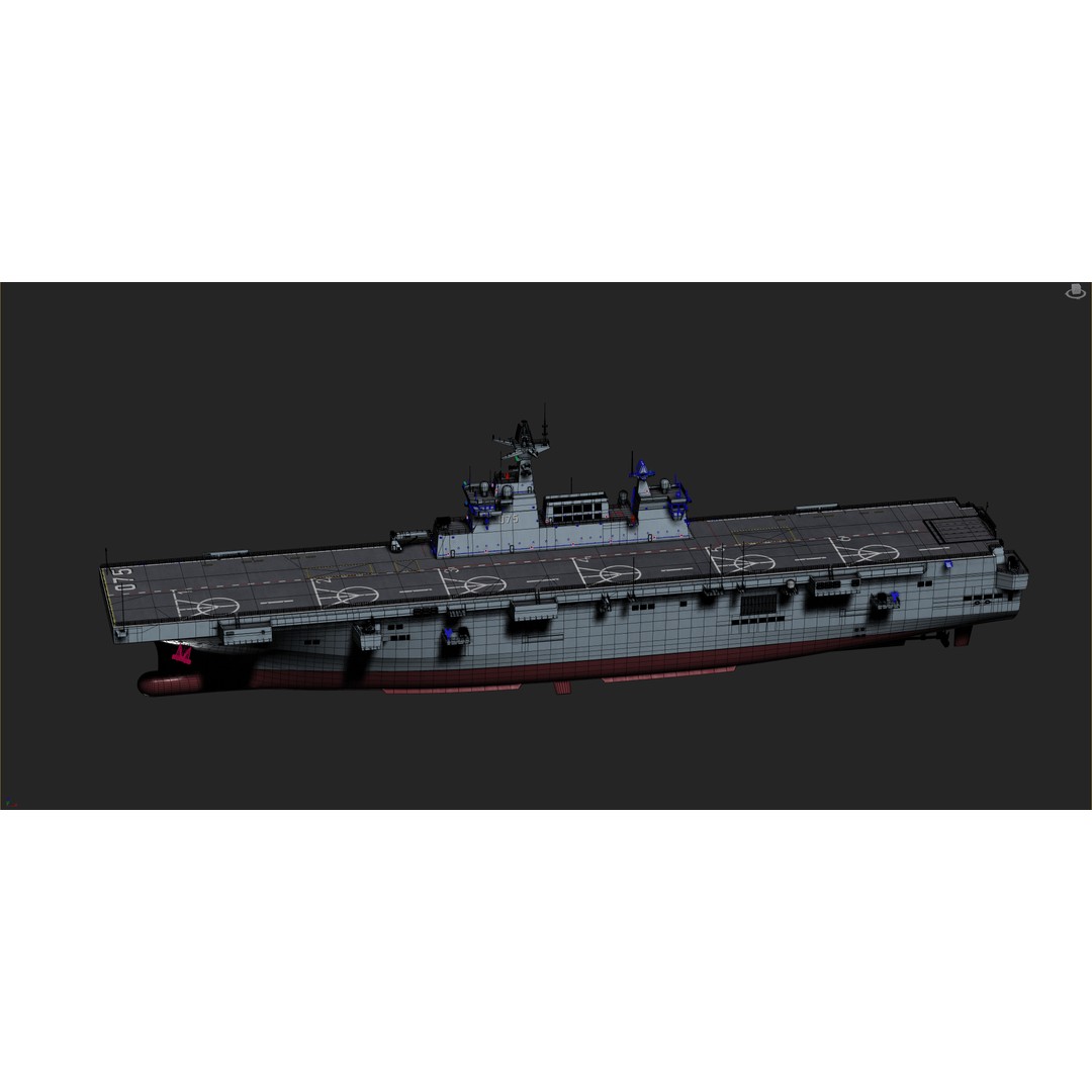 Chinese Navy Type 075 Amphibious Helicopter Assault Ship 3D Model – High Poly Game Asset, FBX