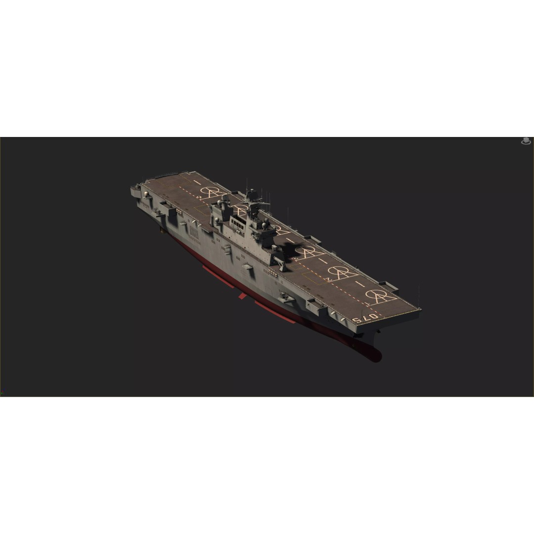 Chinese Navy Type 075 Amphibious Helicopter Assault Ship 3D Model – High Poly Game Asset, FBX - View 2
