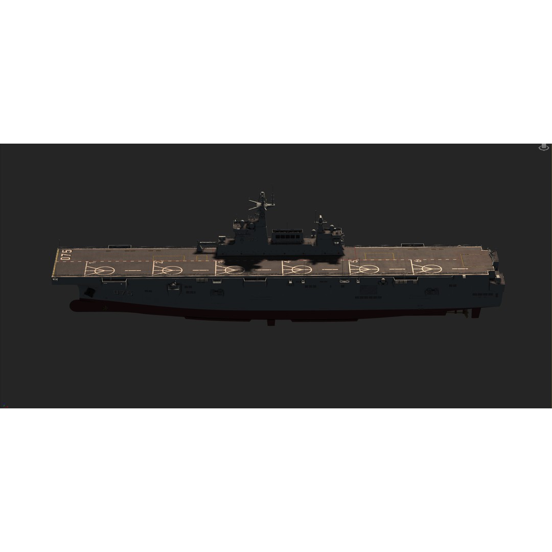 Chinese Navy Type 075 Amphibious Helicopter Assault Ship 3D Model – High Poly Game Asset, FBX - View 3