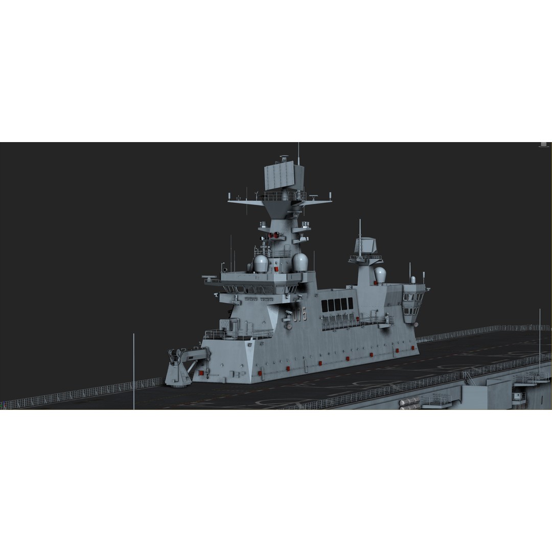 Chinese Navy Type 075 Amphibious Helicopter Assault Ship 3D Model – High Poly Game Asset, FBX - View 4