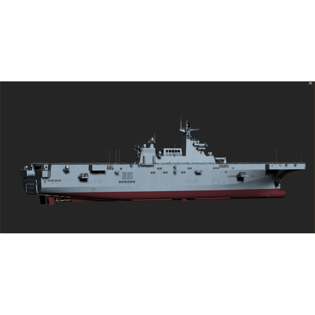 Chinese Navy Type 075 Amphibious Helicopter Assault Ship 3D Model – High Poly Game Asset, FBX - View 6