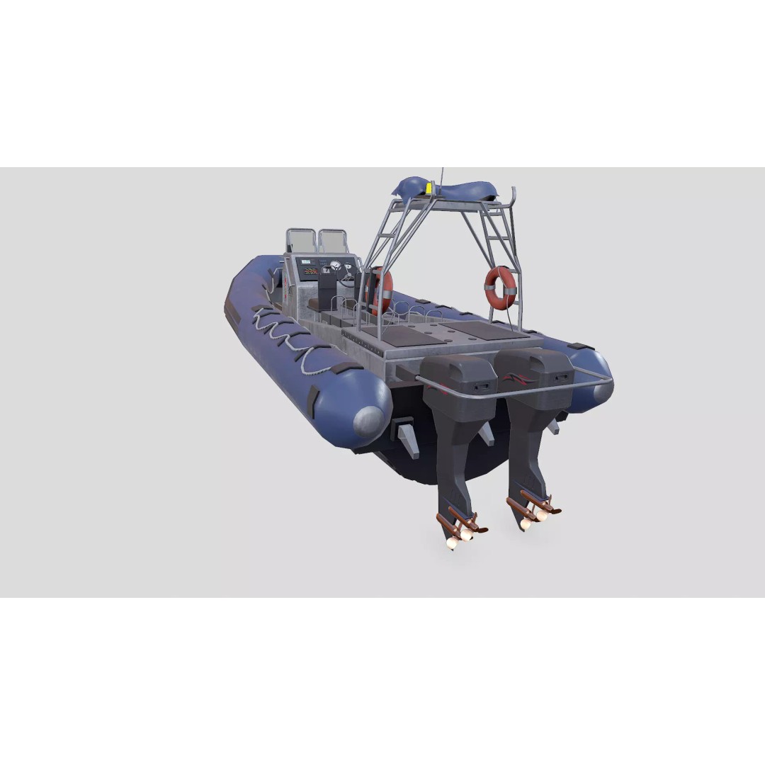 RHIB Patrol Boat 3D Model – Low Poly PBR Game Asset, FBX, OBJ, Blender - View 13
