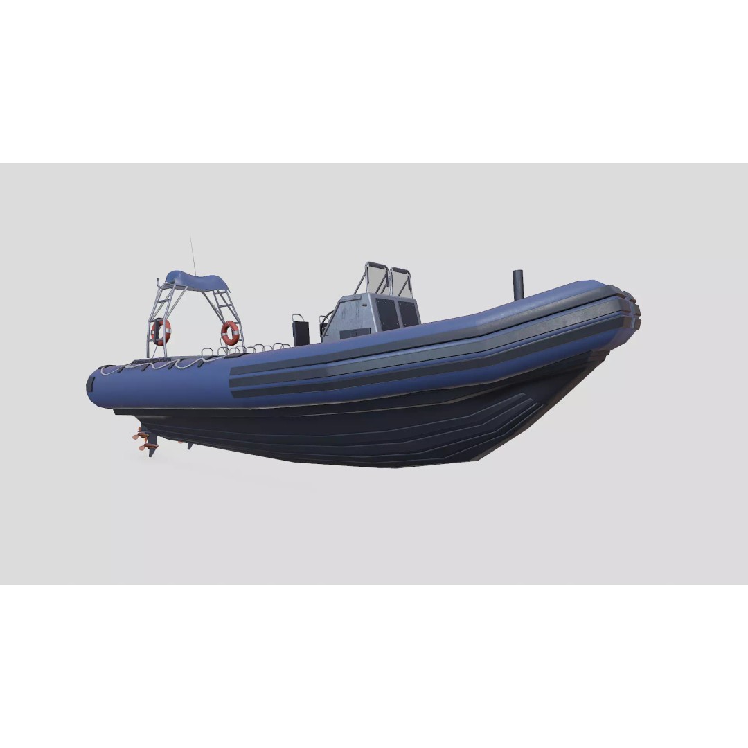 RHIB Patrol Boat 3D Model – Low Poly PBR Game Asset, FBX, OBJ, Blender - View 15