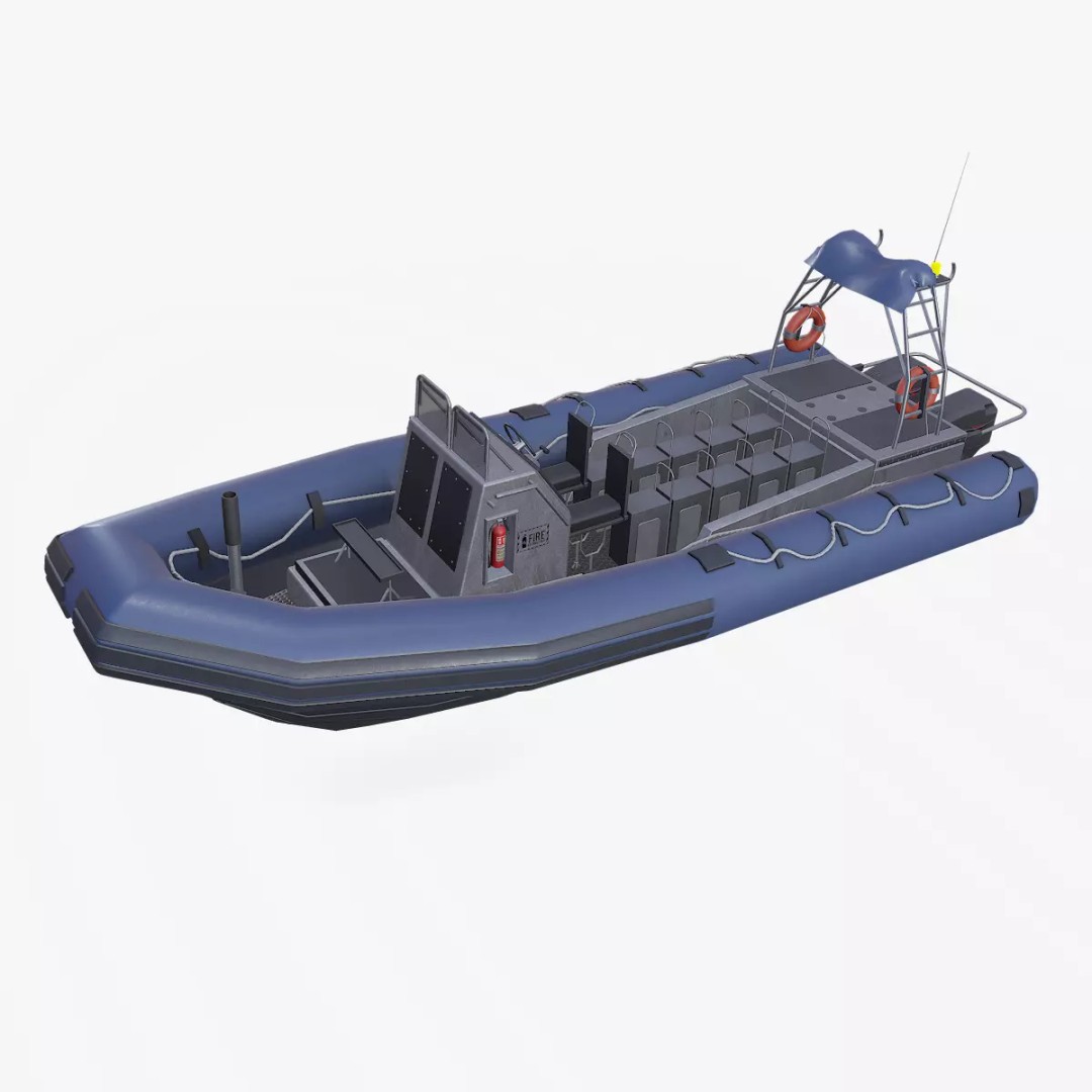RHIB Patrol Boat 3D Model – Low Poly PBR Game Asset, FBX, OBJ, Blender - View 2