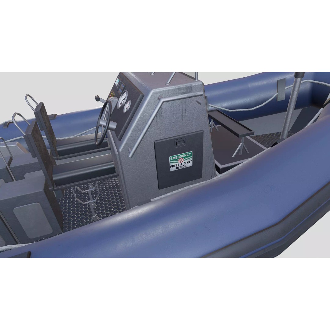 RHIB Patrol Boat 3D Model – Low Poly PBR Game Asset, FBX, OBJ, Blender - View 24