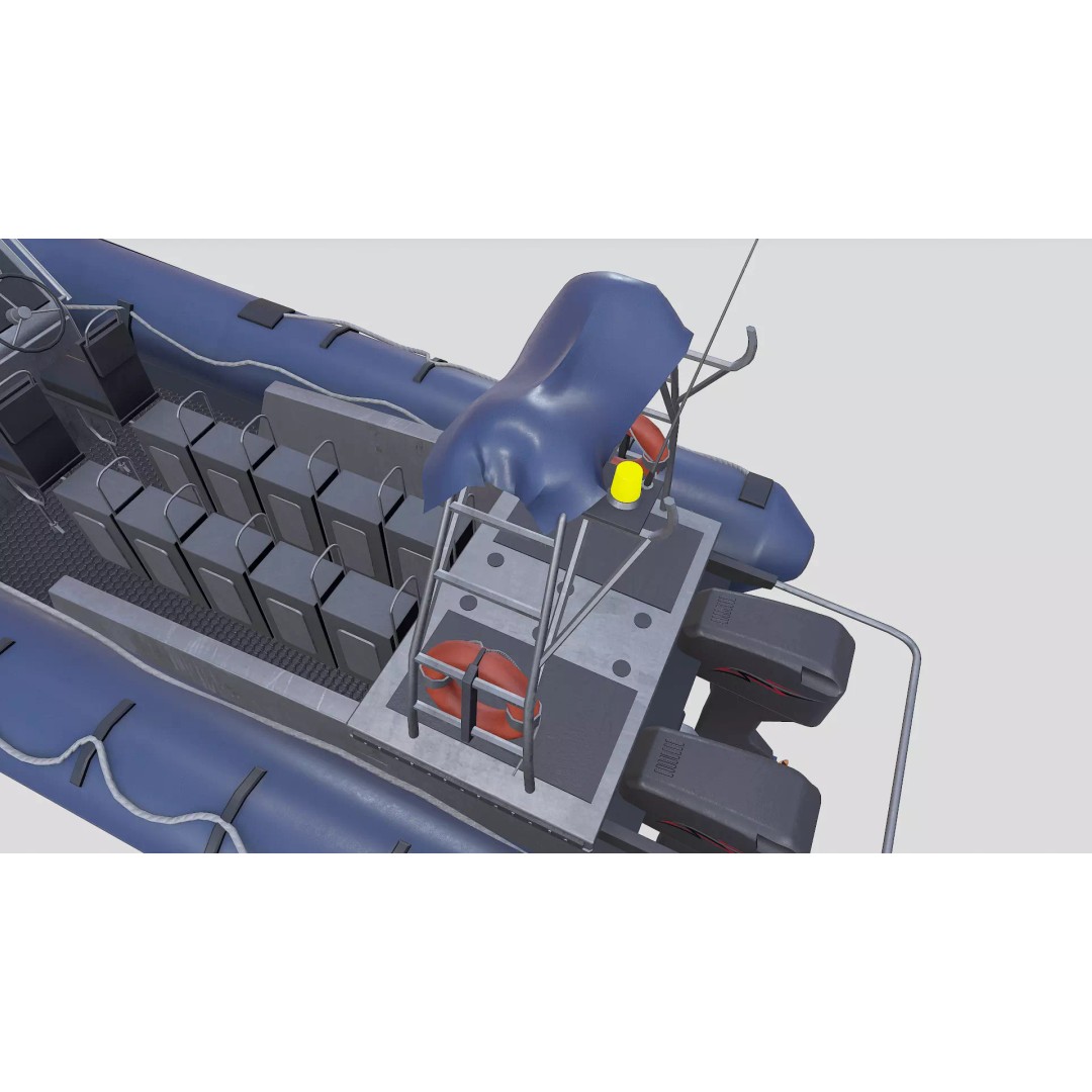 RHIB Patrol Boat 3D Model – Low Poly PBR Game Asset, FBX, OBJ, Blender - View 26