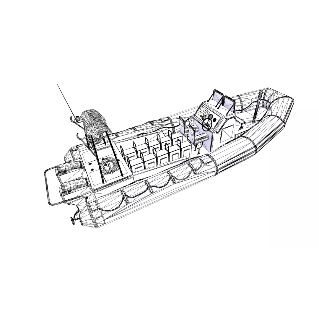 RHIB Patrol Boat 3D Model – Low Poly PBR Game Asset, FBX, OBJ, Blender - View 30