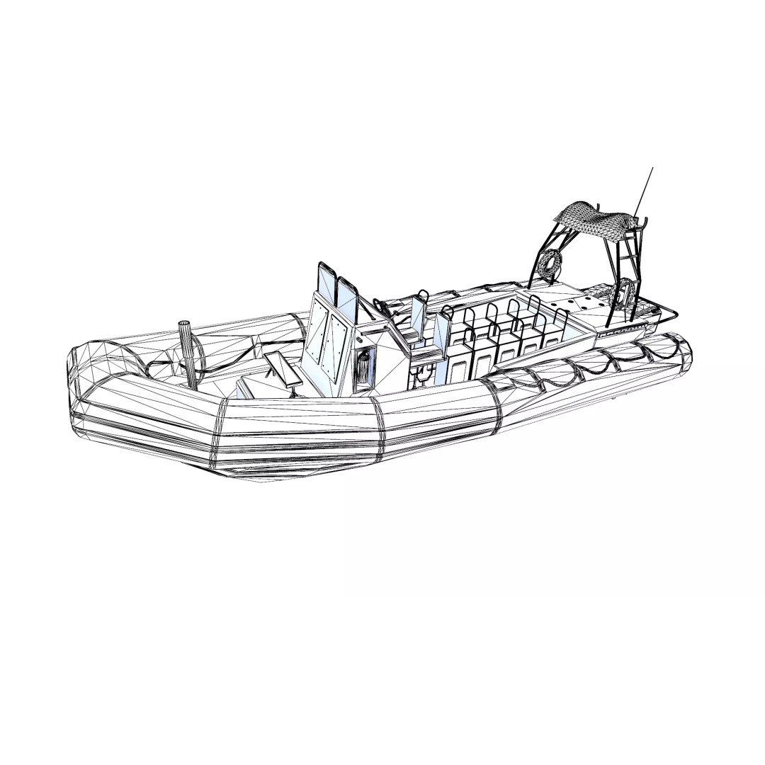 RHIB Patrol Boat 3D Model – Low Poly PBR Game Asset, FBX, OBJ, Blender - View 32