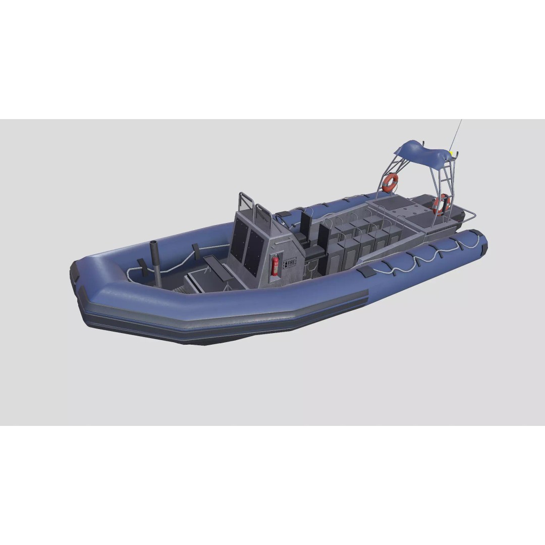 RHIB Patrol Boat 3D Model – Low Poly PBR Game Asset, FBX, OBJ, Blender - View 4
