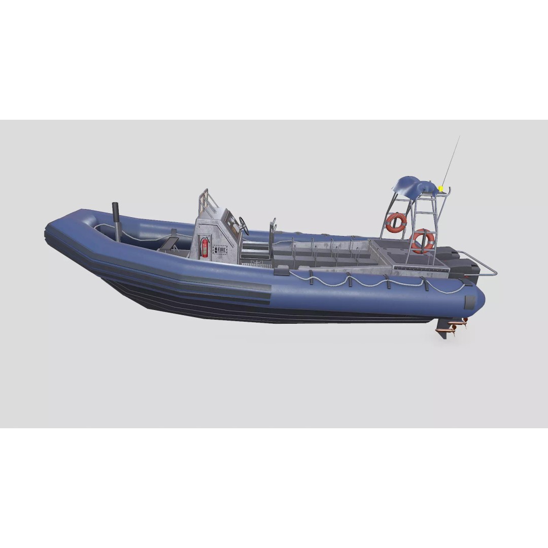 RHIB Patrol Boat 3D Model – Low Poly PBR Game Asset, FBX, OBJ, Blender - View 5