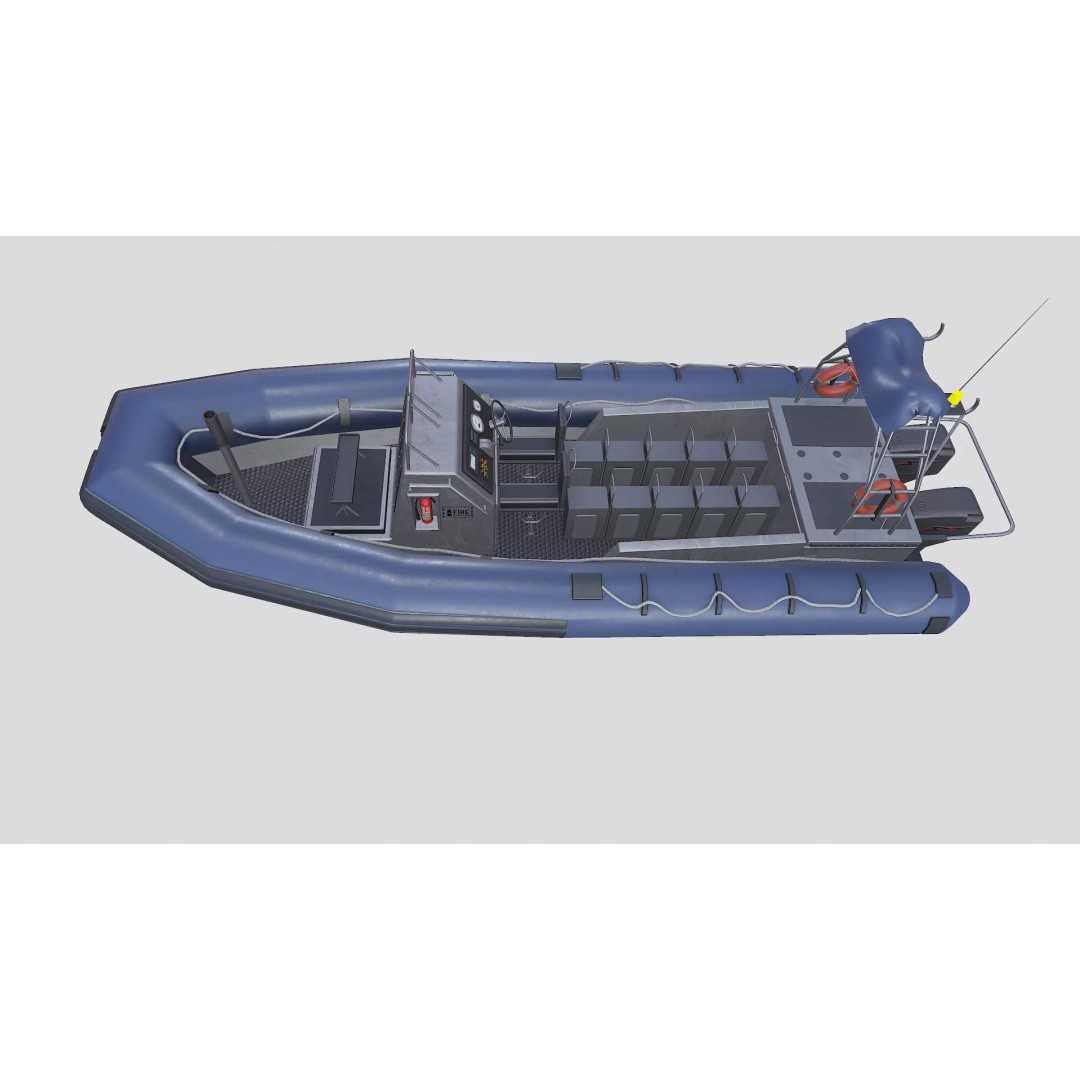 RHIB Patrol Boat 3D Model – Low Poly PBR Game Asset, FBX, OBJ, Blender - View 6