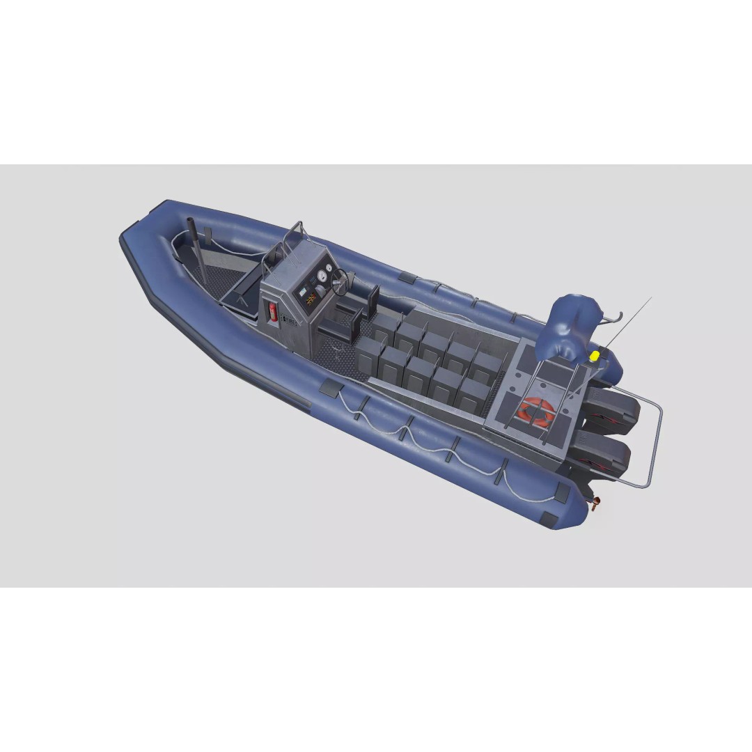 RHIB Patrol Boat 3D Model – Low Poly PBR Game Asset, FBX, OBJ, Blender - View 8