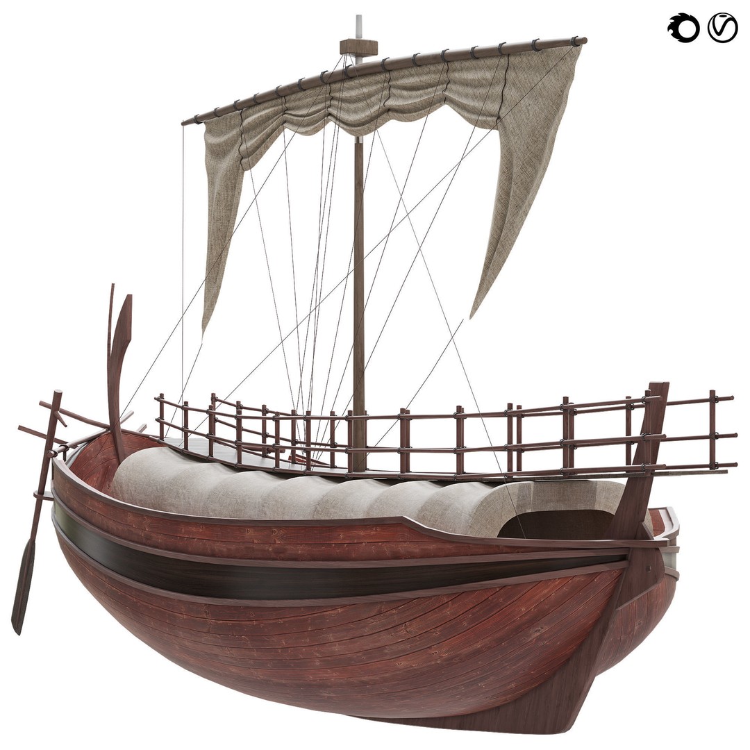 Greek Merchant Ship 3D Model – Historic Watercraft with Textures - View 3