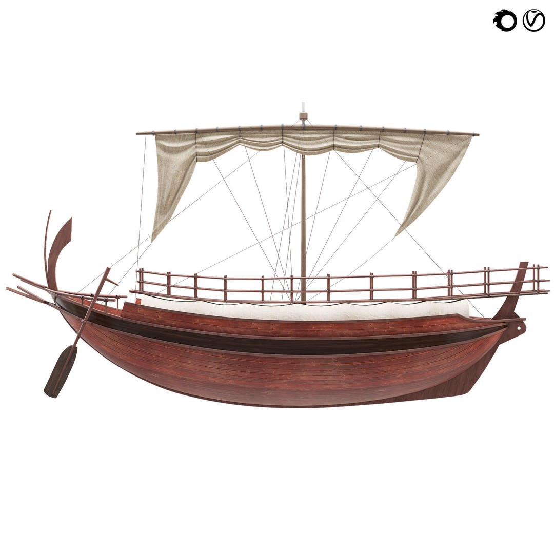 Greek Merchant Ship 3D Model – Historic Watercraft with Textures - View 4