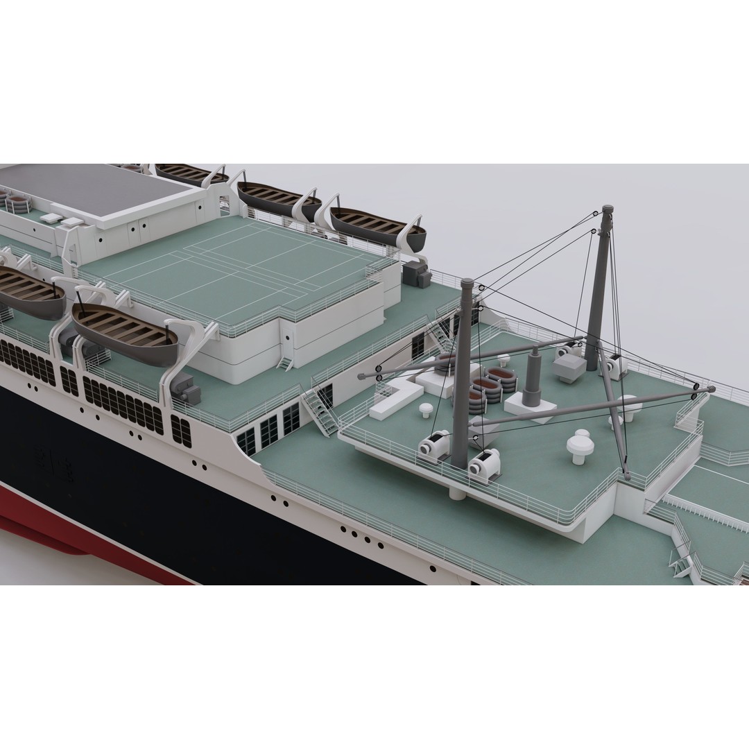 SS United States 3D Model – Historic Oceanliner, Textured, SketchUp