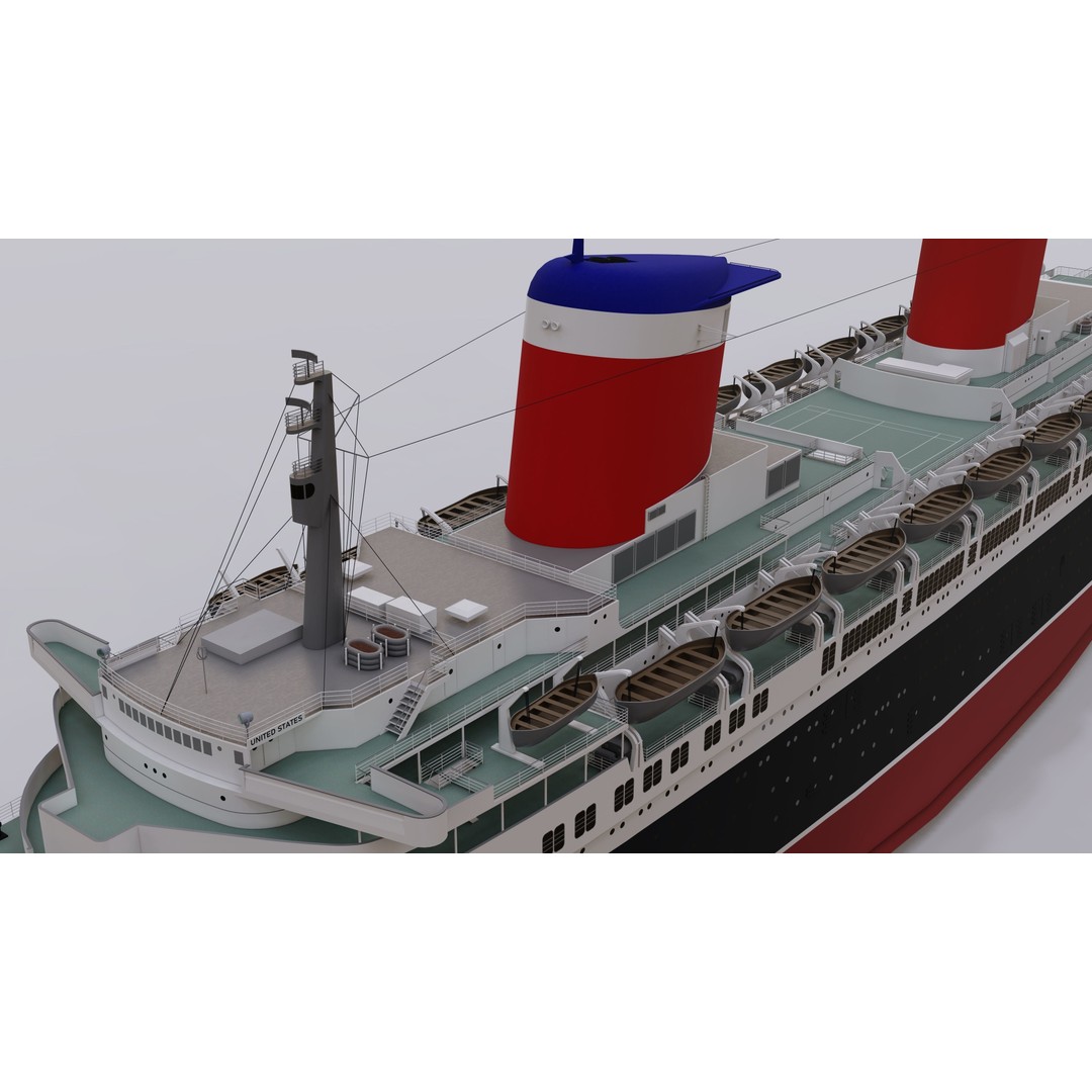 SS United States 3D Model – Historic Oceanliner, Textured, SketchUp - View 10