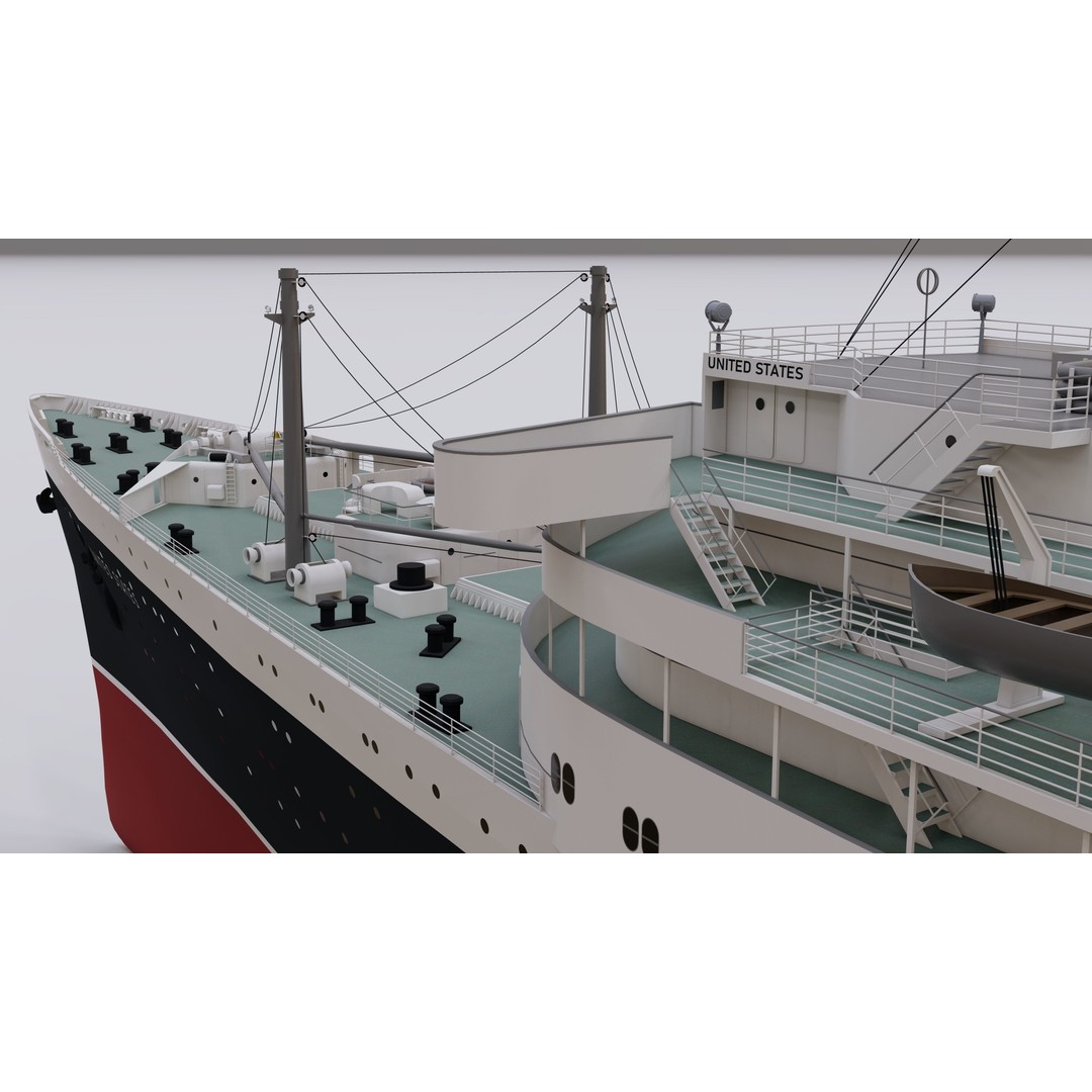SS United States 3D Model – Historic Oceanliner, Textured, SketchUp - View 11