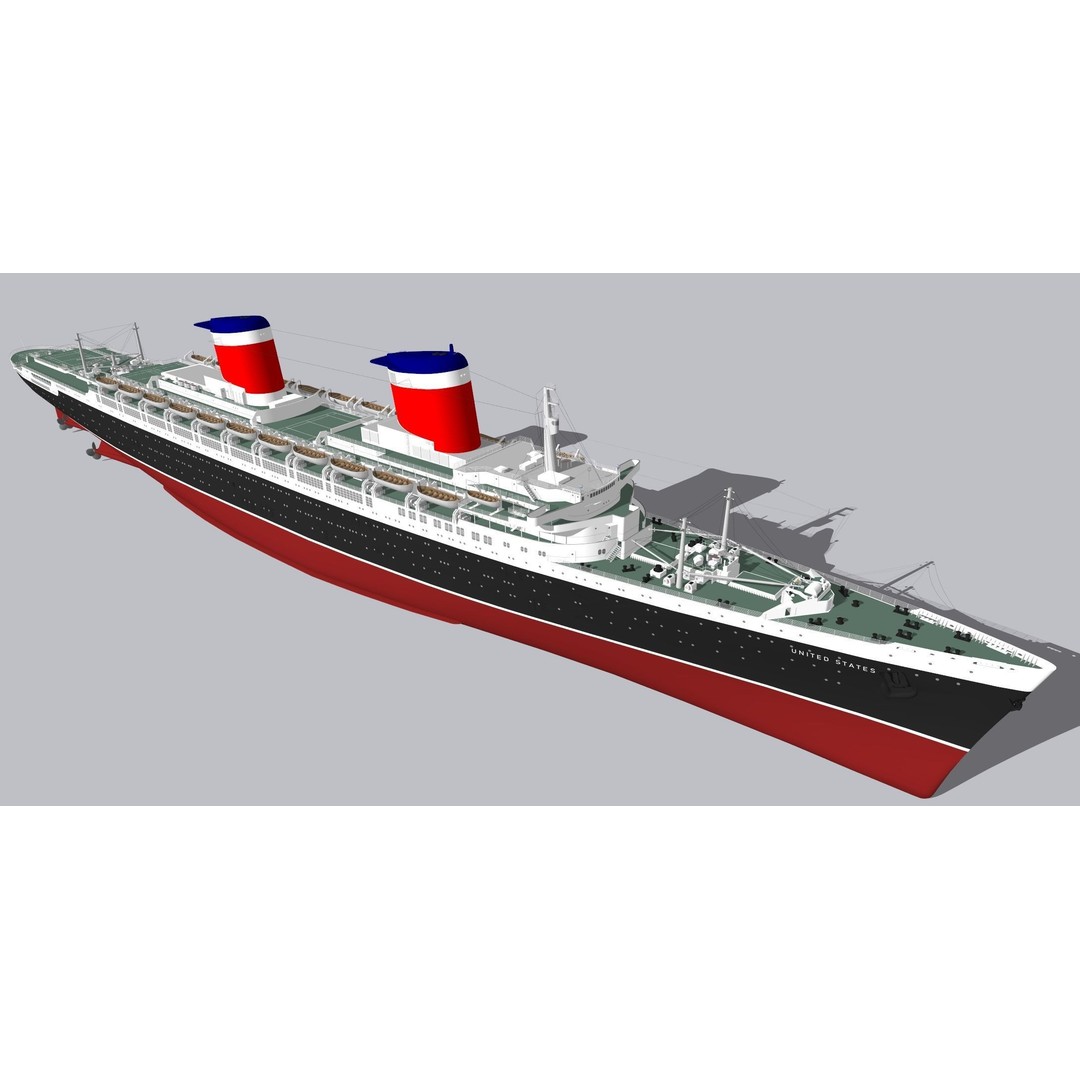 SS United States 3D Model – Historic Oceanliner, Textured, SketchUp - View 14