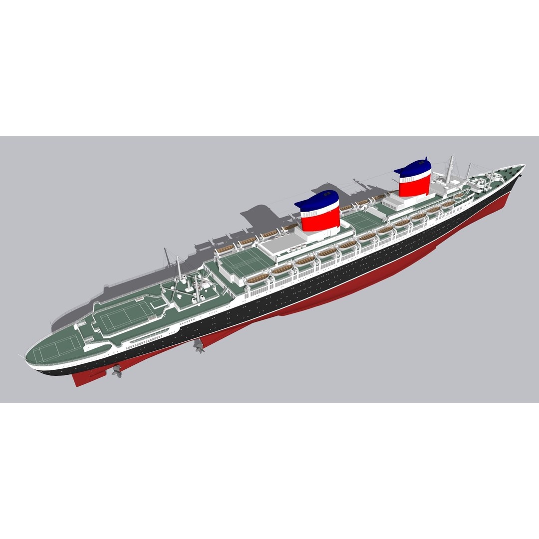 SS United States 3D Model – Historic Oceanliner, Textured, SketchUp - View 15