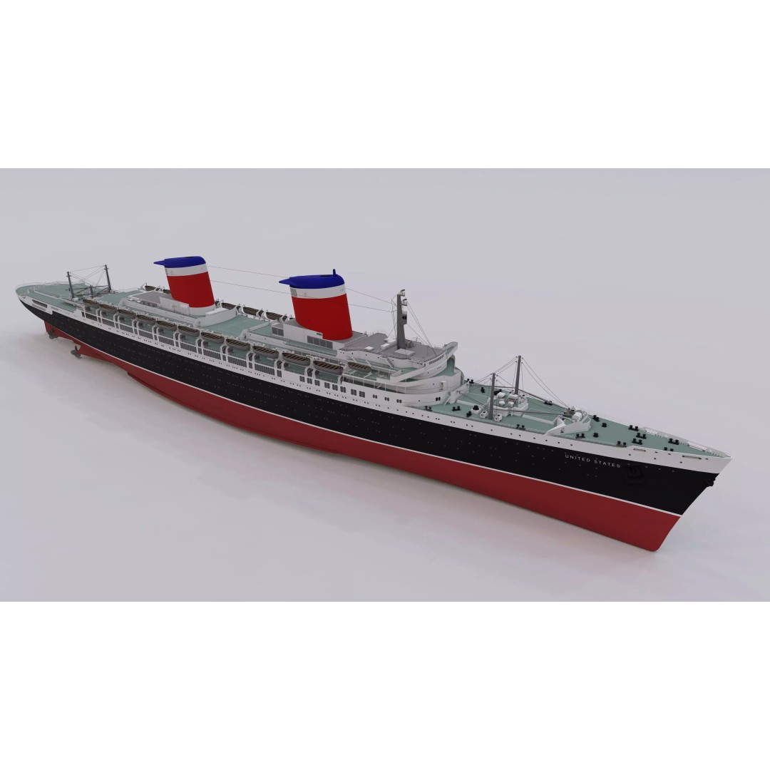 SS United States 3D Model – Historic Oceanliner, Textured, SketchUp - View 2