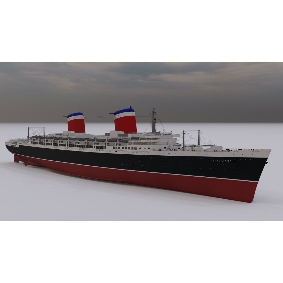SS United States 3D Model – Historic Oceanliner, Textured, SketchUp - View 3