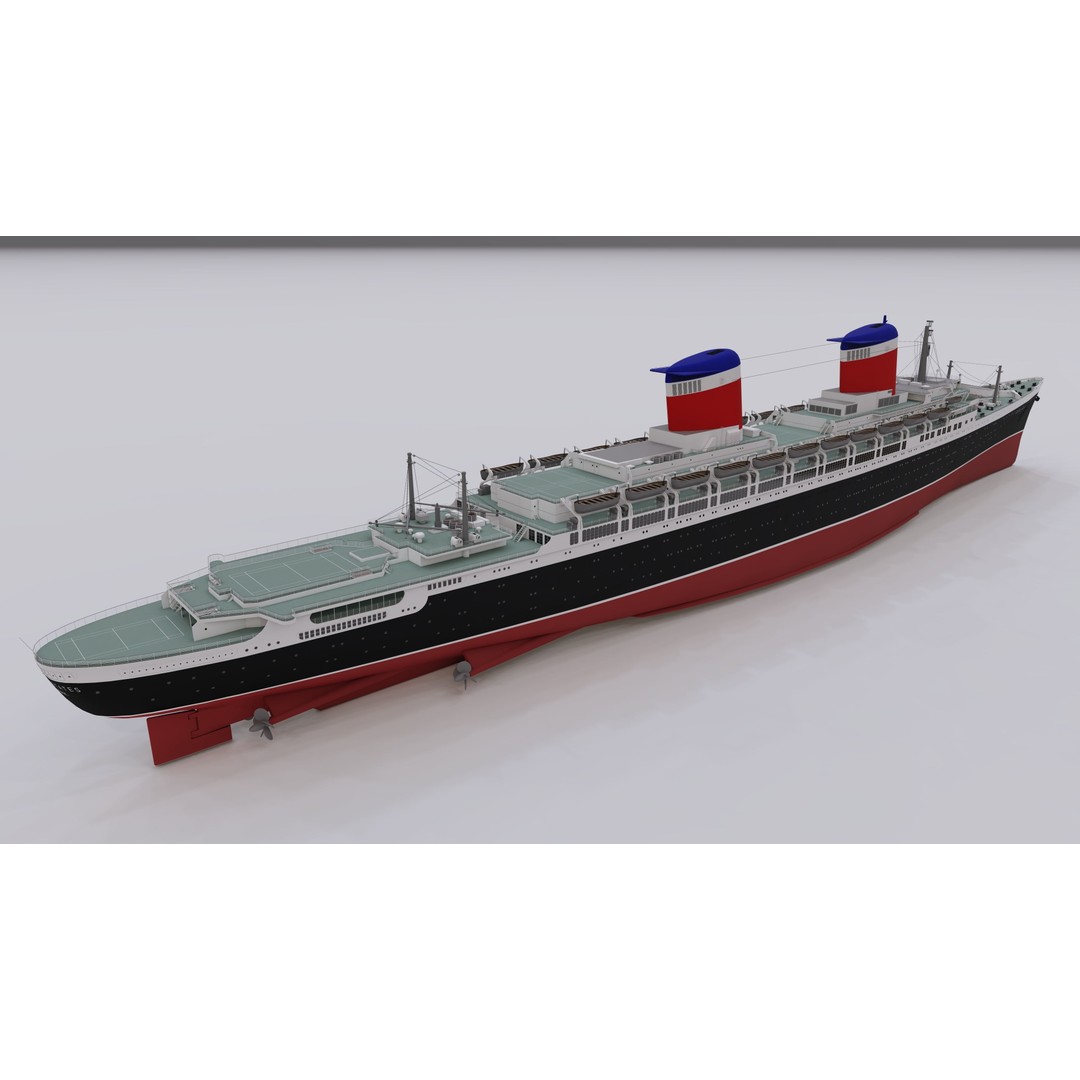 SS United States 3D Model – Historic Oceanliner, Textured, SketchUp - View 4
