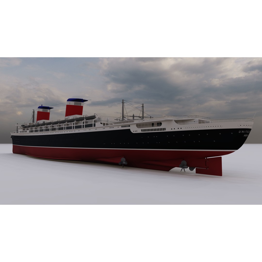 SS United States 3D Model – Historic Oceanliner, Textured, SketchUp - View 5