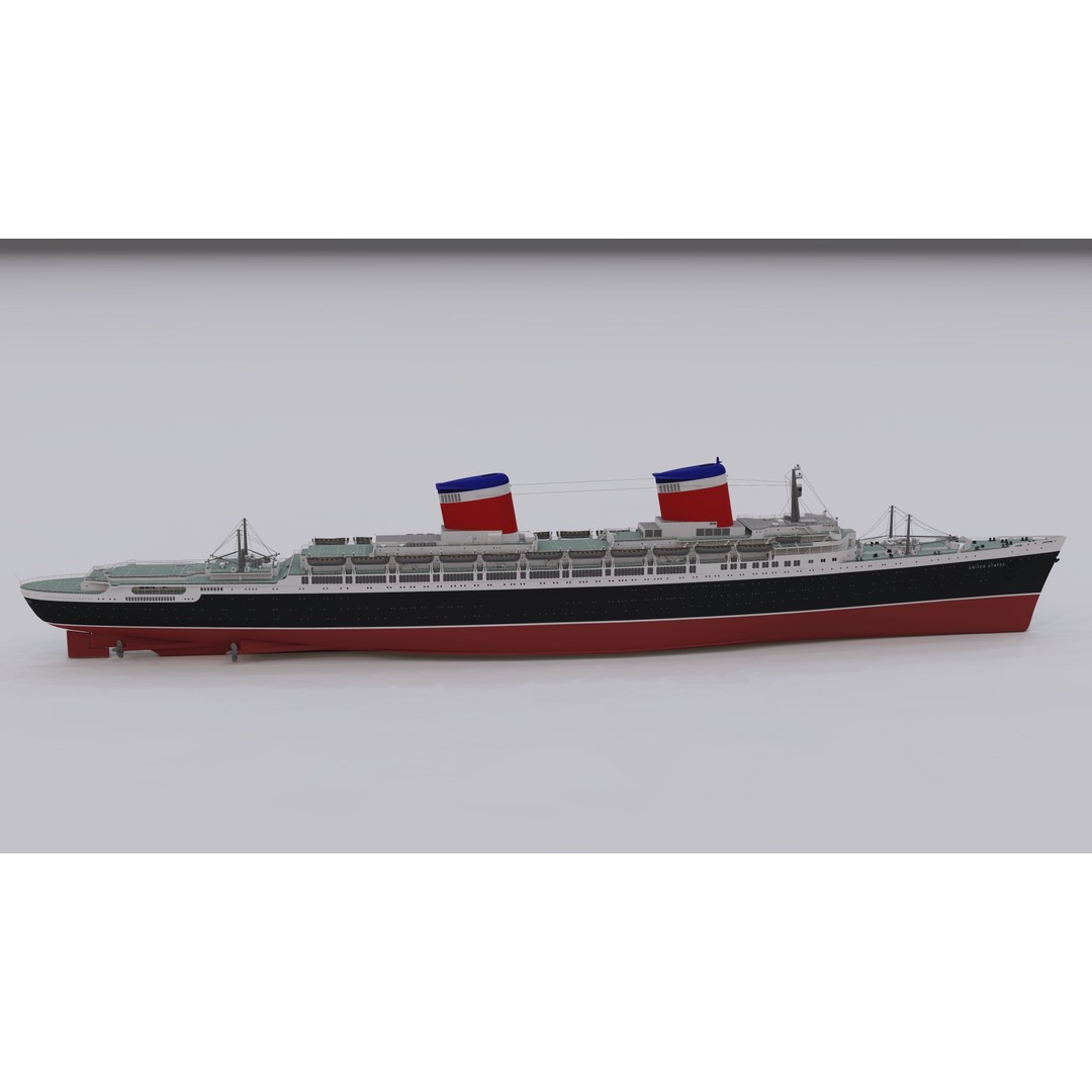 SS United States 3D Model – Historic Oceanliner, Textured, SketchUp - View 7