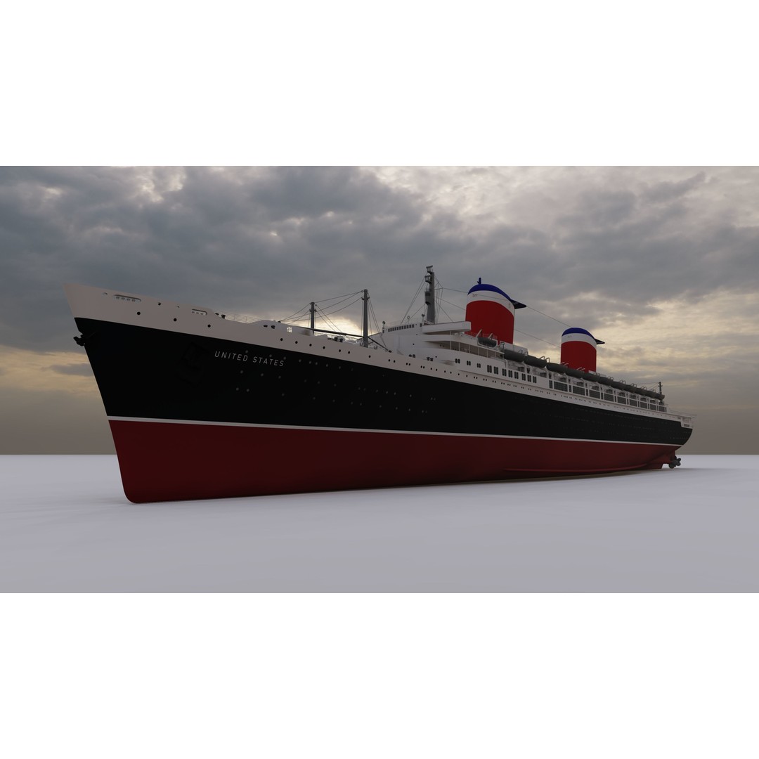 SS United States 3D Model – Historic Oceanliner, Textured, SketchUp - View 8