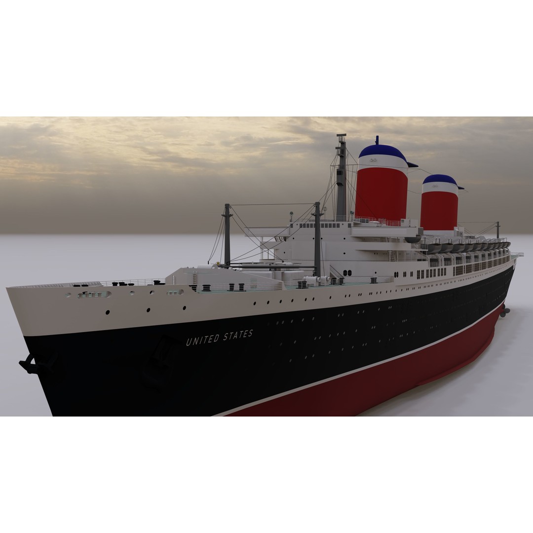 SS United States 3D Model – Historic Oceanliner, Textured, SketchUp - View 9